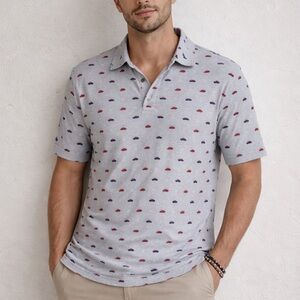 Bobby Jones Gray Polo with Red and Blue Pattern